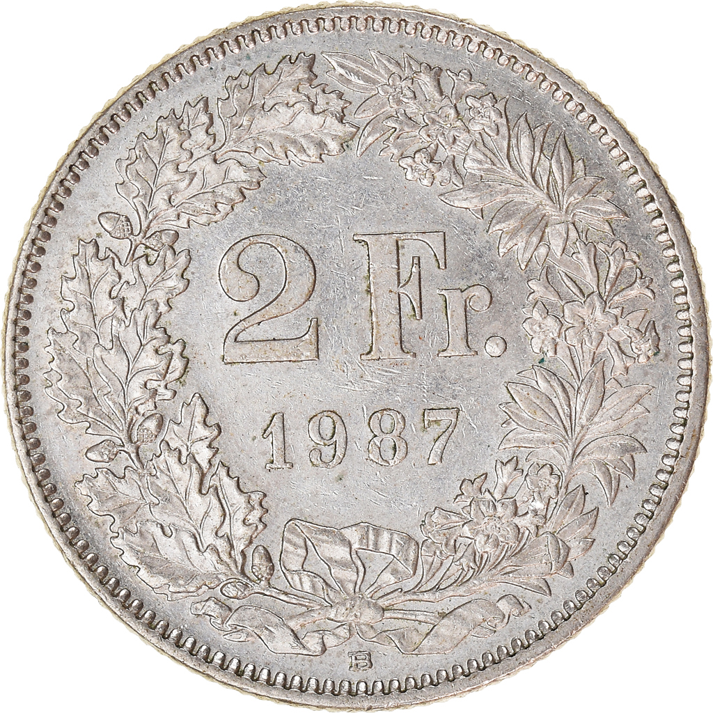 Moneda, Suiza, 2 Francs, 1987