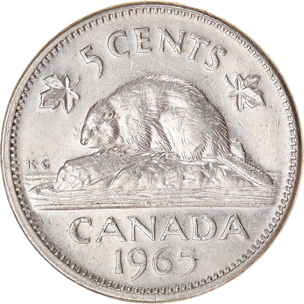 Moneda, Canadá, 5 Cents, 1965