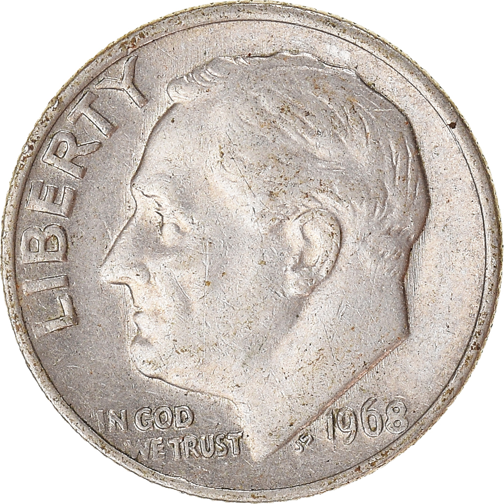 Moneda, Estados Unidos, Dime, 1968