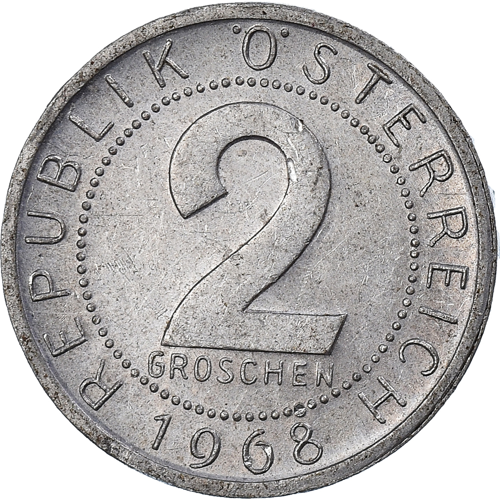 Moneda, Austria, 2 Groschen, 1968