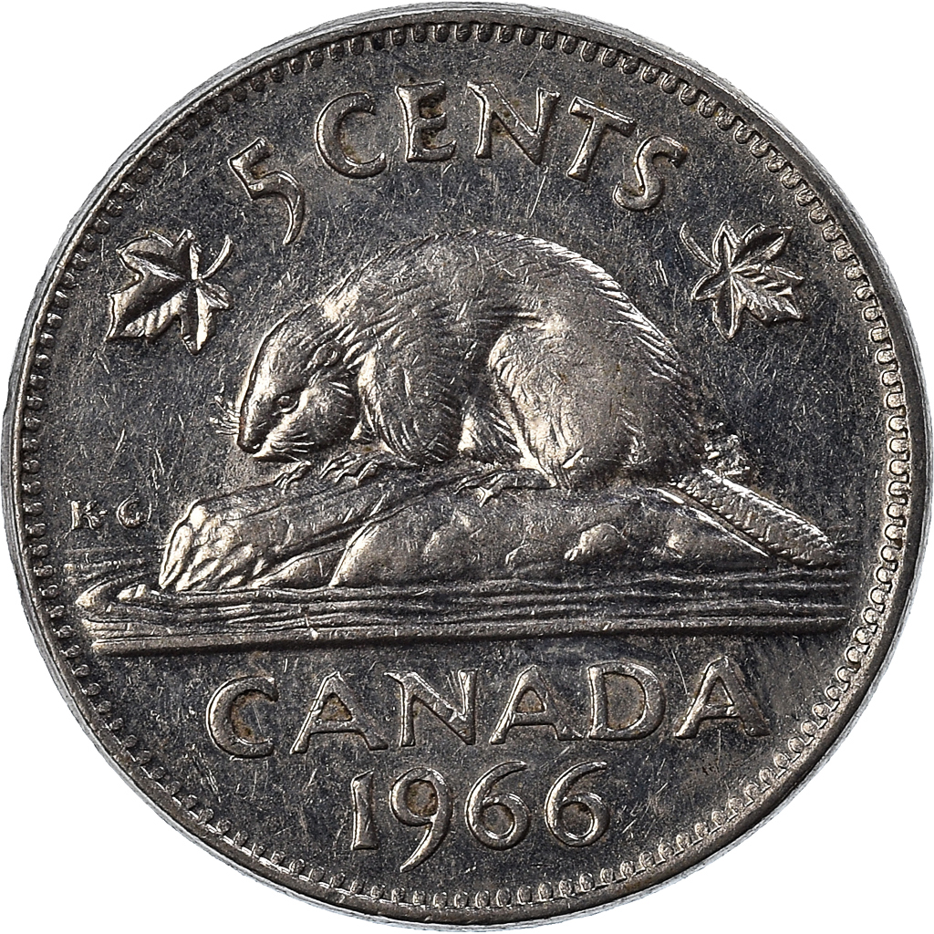 Moneda, Canadá, 5 Cents, 1966
