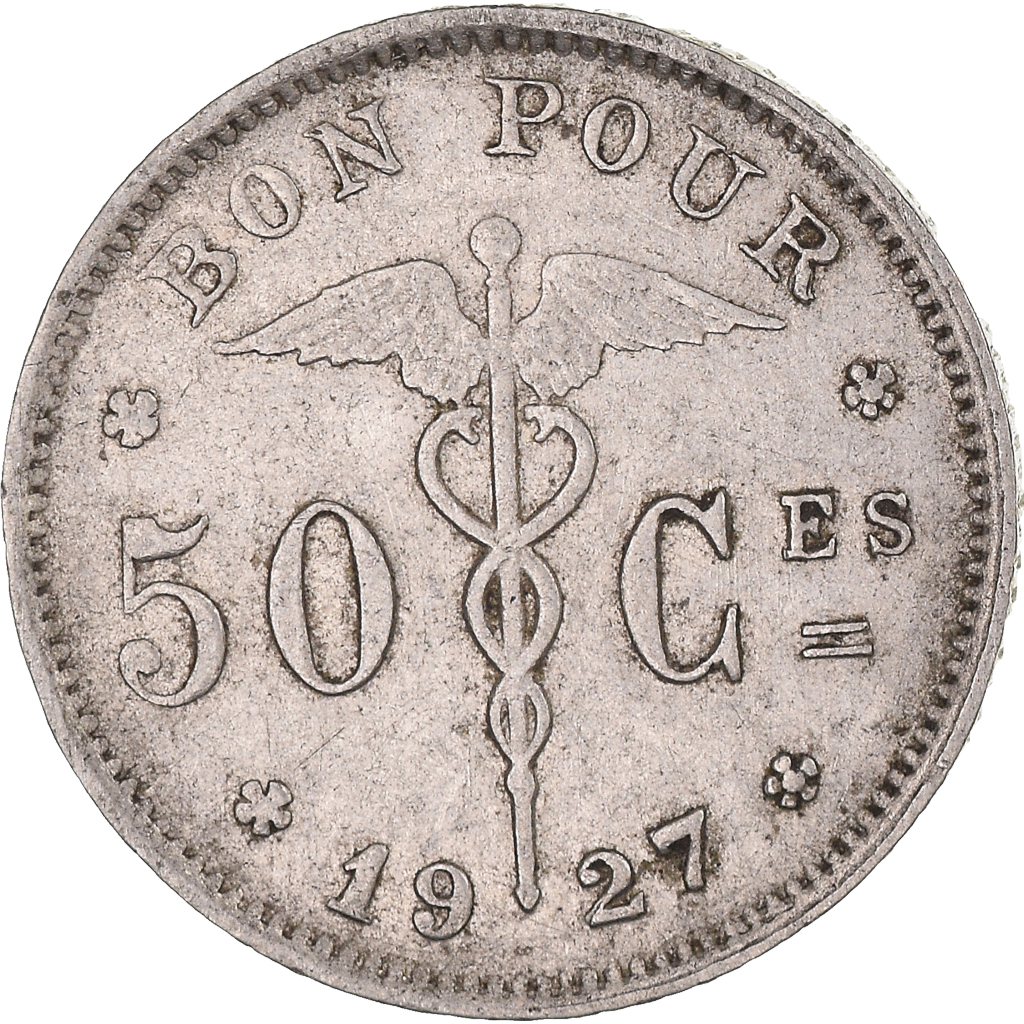 Moneda, Bélgica, 50 Centimes, 1927