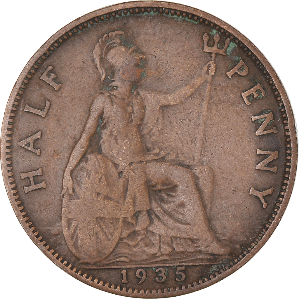 Moneda, Gran Bretaña, 1/2 Penny, 1935