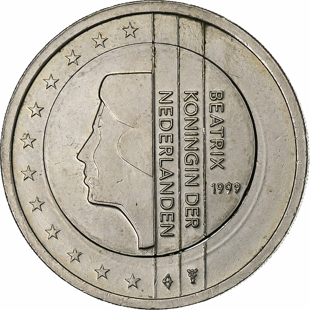 Netherlands, 2 Euro, error with 1€ core, 1999, Utrecht, Bi-Metallic, AU(55-58)