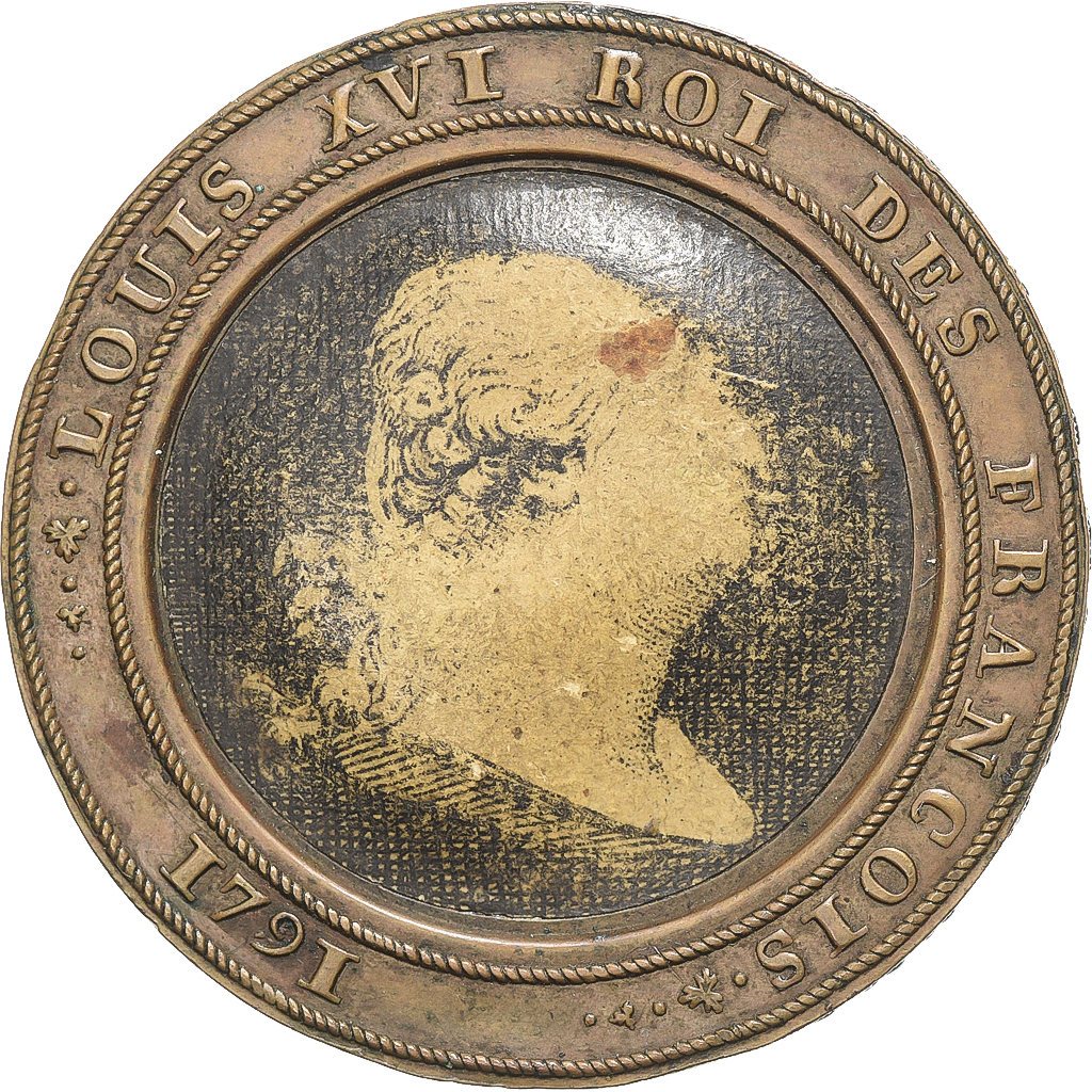 Frankrijk, Louis XVI, Assignat métallique de 5 Livres, 1791, Paris, Bronzen