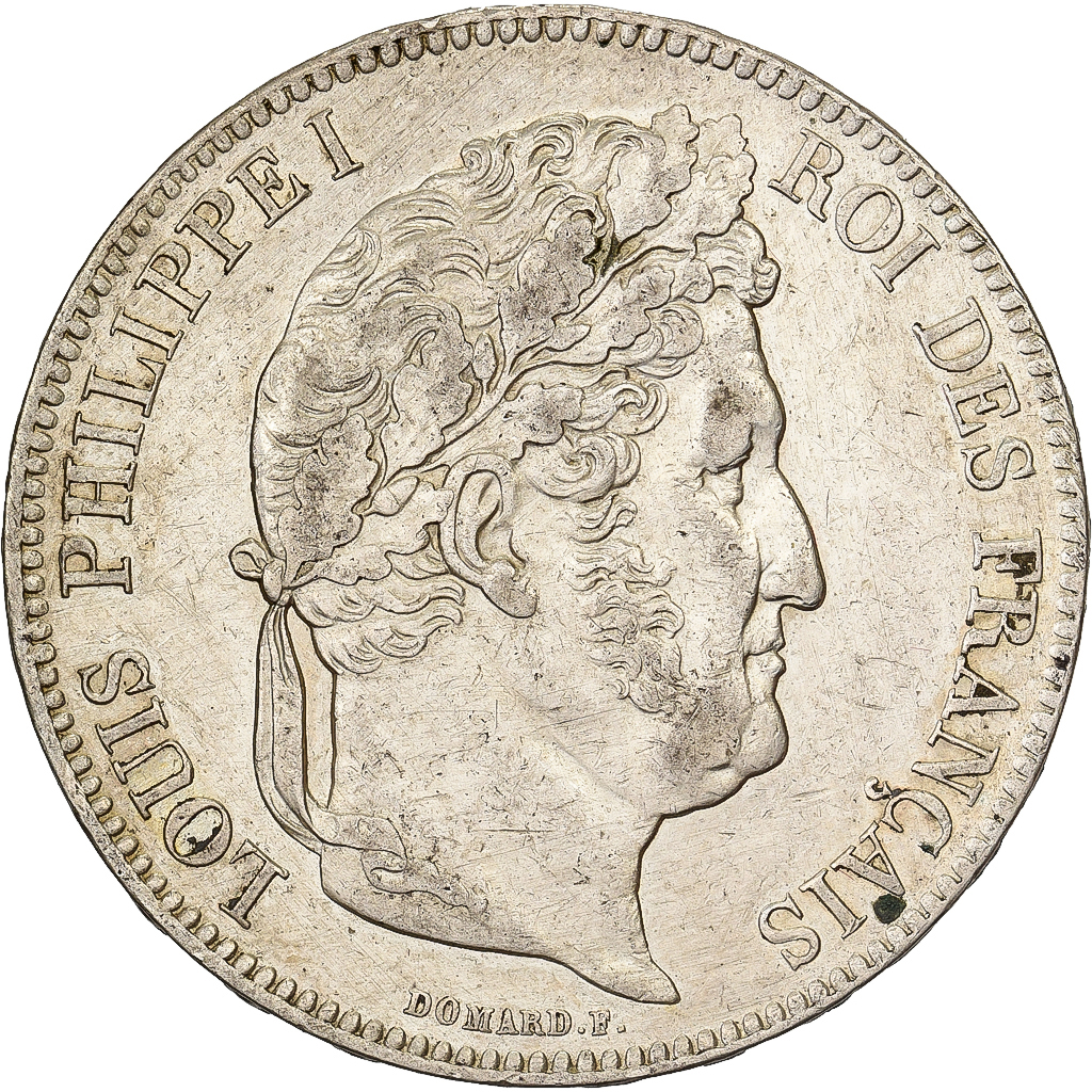France, Louis Philippe I, 5 Francs, 1839, Rouen, Silver, AU, Gadoury:677a