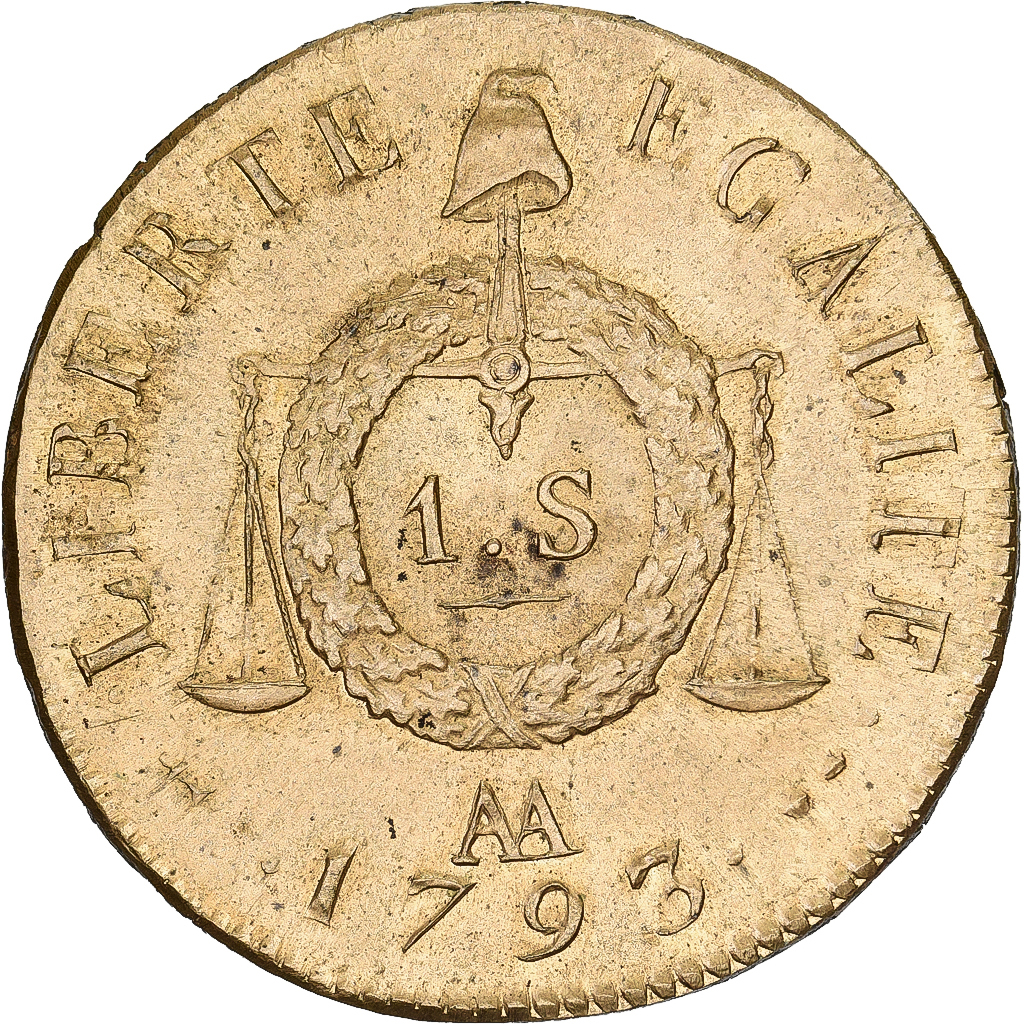 Frankrijk, Convention, Sol aux Balances, 1793 / AN II, Metz, Restrike, Koper
