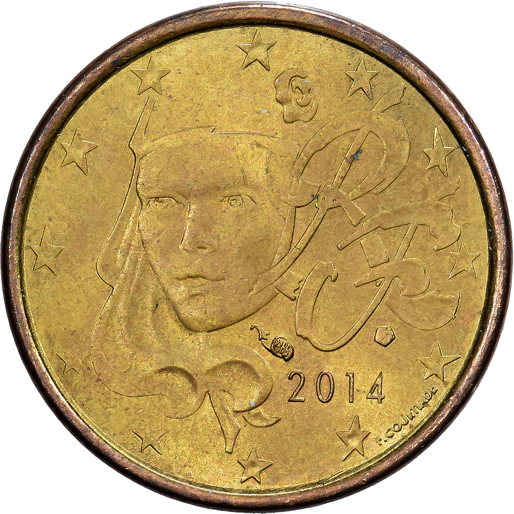 France, 1 Centime, Erreur de métal, 2014, MDP, SPL