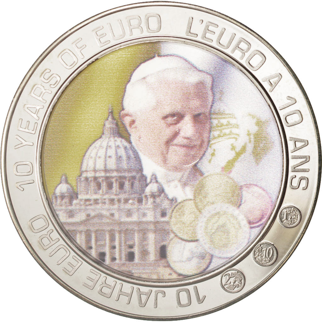 France, Medal, 10 ans de l'Euro - Pape François, , Copper Plated